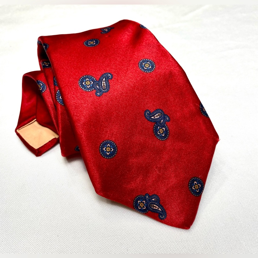 Red Tie with Blue Ornaments from Savile Row